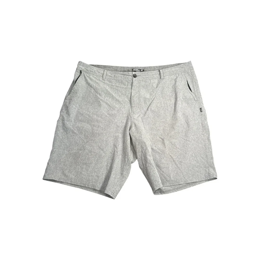O'Neill Hybrid Shorts Mens 44 Gray Heathered Stretch Boardshorts Walkshorts